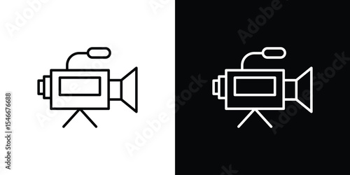 Video camera icon in black. flat graphic vector icon