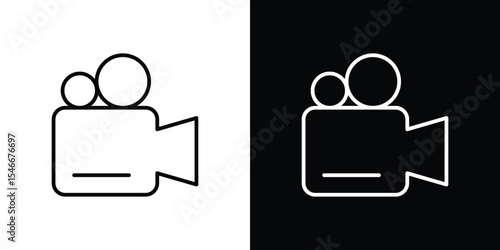 Video camera icon in black. flat graphic vector icon