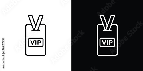 VIP neck tag icon in black. flat graphic vector icon