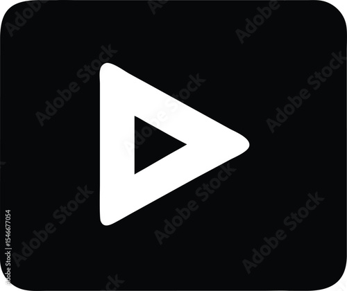 minimal play button icon vector design in black and white with rounded square background, perfect for media apps, web, or streaming UI