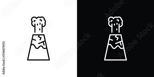 Volcano eruption icon in black. flat graphic vector icon