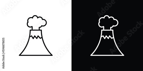 Volcano icon in black. flat graphic vector icon