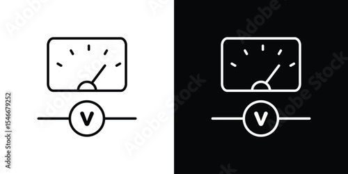 Voltmeter icon in black. flat graphic vector icon