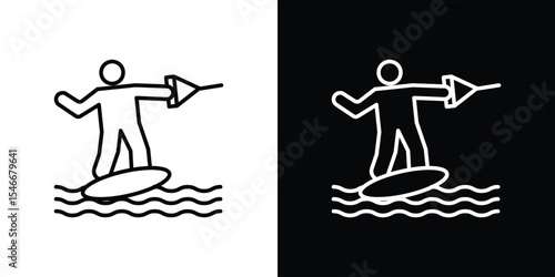 Wakeboarding icon in black. flat graphic vector icon
