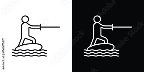 Wakeboarding icon in black. flat graphic vector icon