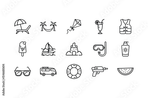 Beach and Summer Vacation Icon Set 