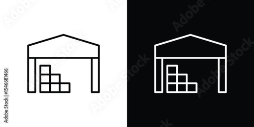 Warehouse icon in black. flat graphic vector icon