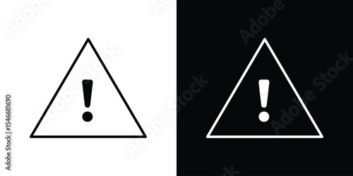 Warning triangle icon in black. flat graphic vector icon