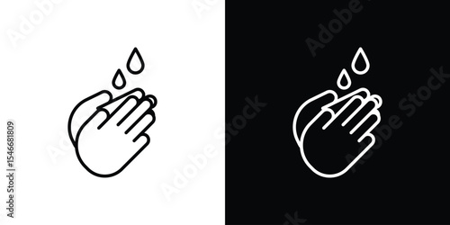 Wash hands icon in black. flat graphic vector icon