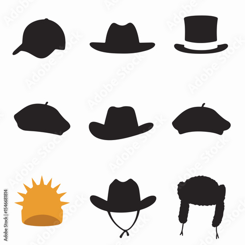 Diverse headwear collection head clothing silhouette