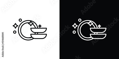 Washing dishes icon in black. flat graphic vector icon