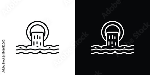 Waste water icon in black. flat graphic vector icon