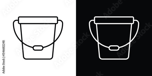 Water bucket icon in black. flat graphic vector icon