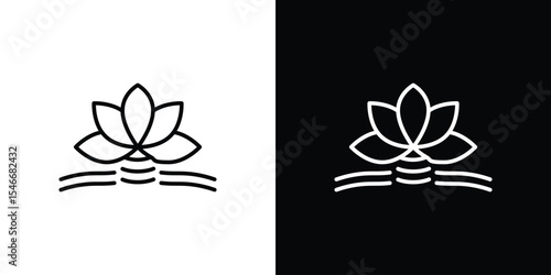 Water lily icon in black. flat graphic vector icon