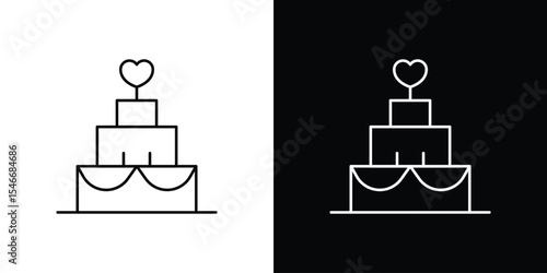 Wedding cake icon in black. flat graphic vector icon