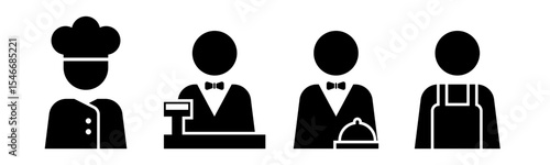 Chef, Cashier, Waiter, Cleaner icon set illustration vector.