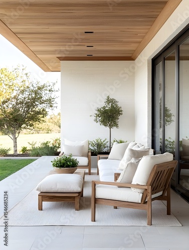 Modern Patio with Chairs and Planter