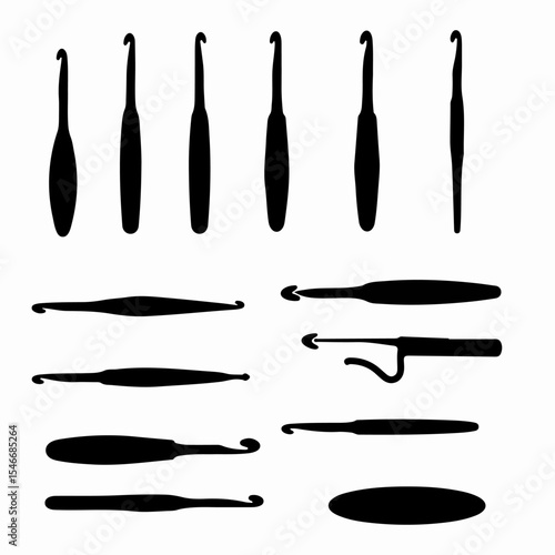 Crochet hooks assortment silhouette craft equipment