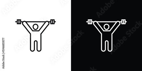 Weightlifter icon in black. flat graphic vector icon