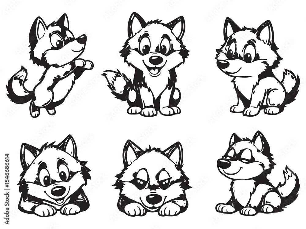 Fototapeta premium Wolf Face Minimal Line Drawing