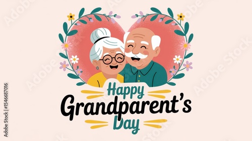 Happy grandparent s day card with floral heart