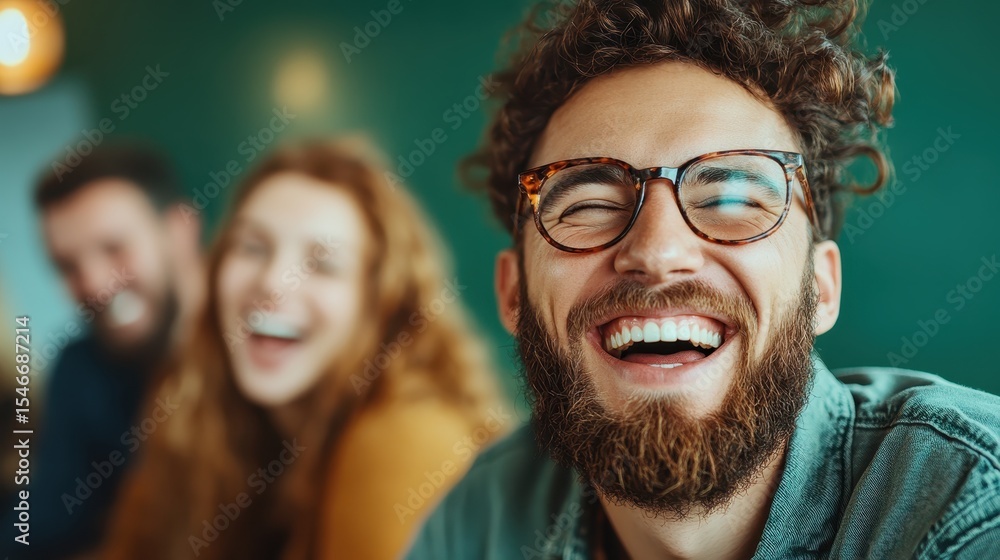 Obraz premium A joyful group of friends captures a moment filled with laughter and connection, symbolizing the essence of friendship, happiness, and shared experiences.