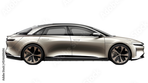 Lucid Air Pure EV side profile PNG, no background, glass roof visible --v 6.0 --ar 16:9