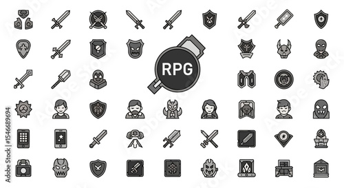 RPG Game Icons A Comprehensive Set of 50+ Vector Graphics