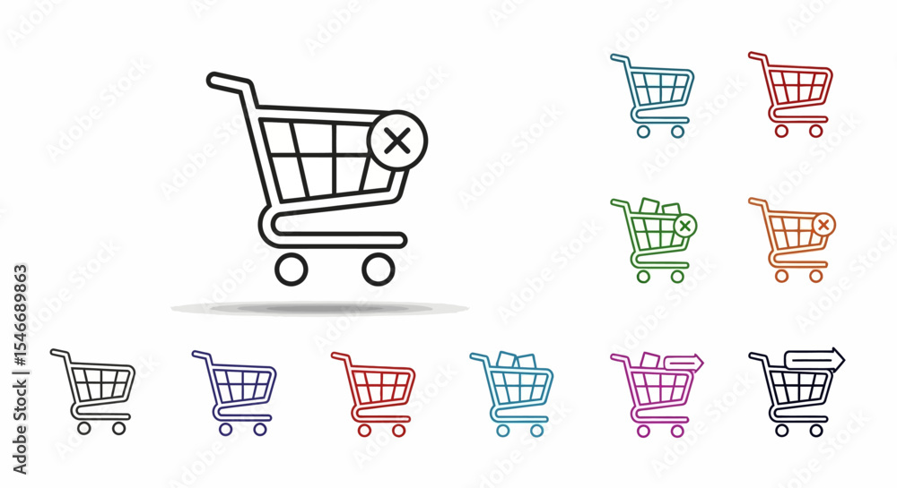 Shopping Cart Icon Empty Cart, Remove Item, Delete, Cancel Order, E-commerce Graphics Shopping Cart Icon Empty Cart, Remove Item, Delete, Cancel Order, E-commerce Graphics