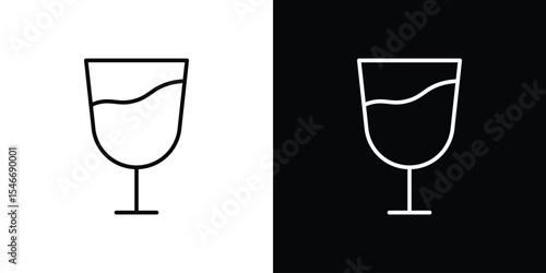 Wine glass icon in black. flat graphic vector icon