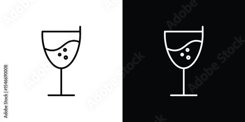 Wine glass icon in black. flat graphic vector icon