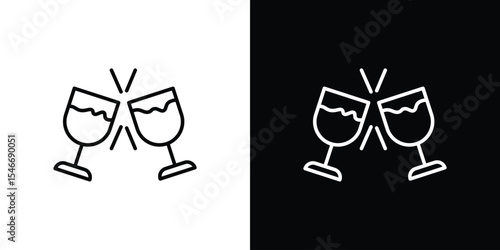 Wine toast icon in black. flat graphic vector icon