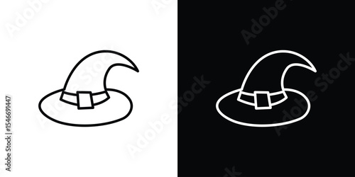 Witch hat icon in black. flat graphic vector icon