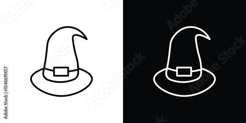 Witch hat icon in black. flat graphic vector icon