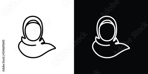 Woman wearing hijab icon in black. flat graphic vector icon