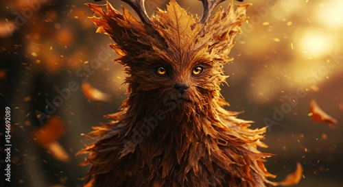 Autumnal Fox Spirit: A Digital Painting of a Mystical Creature