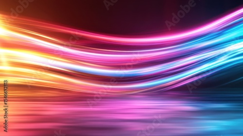 A mesmerizing display of colorful light waves flowing in smooth curves, creating an abstract visual experience that evokes emotions and a sense of dynamism and vibrancy.
