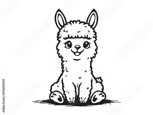 Alpaca Line Art Illustration
