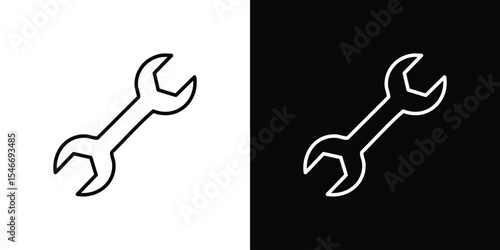 Wrench icon in black. flat graphic vector icon