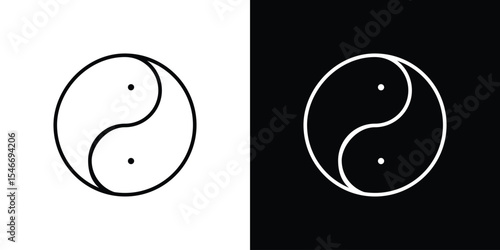 Yin yang icon in black. flat graphic vector icon