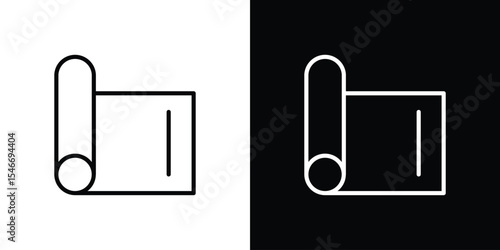Yoga mat icon in black. flat graphic vector icon