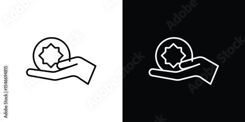 Zakat with money gift icon in black. flat graphic vector icon