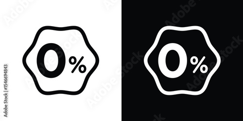 Zero percent icon in black. flat graphic vector icon