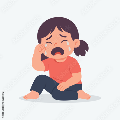 Crying Girl Sitting on the Floor