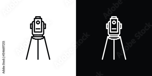 Theodolite icon in black. flat graphic vector icon