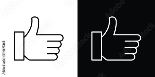 thumbs up icon in black. flat graphic vector icon
