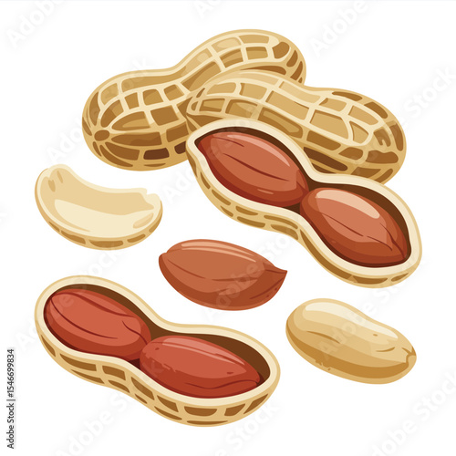 Roasted peanuts in shells and shelled peanuts