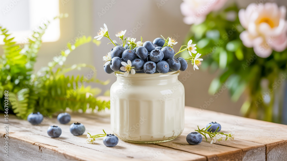 A bright, natural product photography shot of a white ceramic jar of cream positioned on a light wooden surface A bright, natural product photography shot of a white ceramic jar of cream positioned on a light wooden surface
