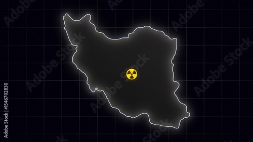 Iran Map with Nuclear Bomb Explosion – War Concept, Conflict and Destruction