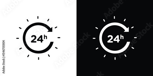 24 Hrs icon of a flat style vector